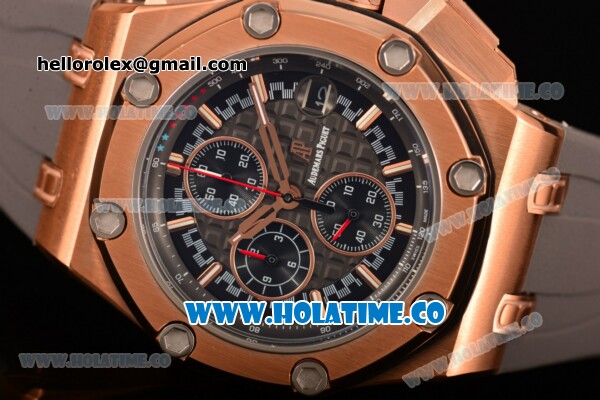 Audemars Piguet Royal Oak Offshore Miyota Quartz Rose Gold Case with Grey Dial and White Stick Markers (EF) - Click Image to Close